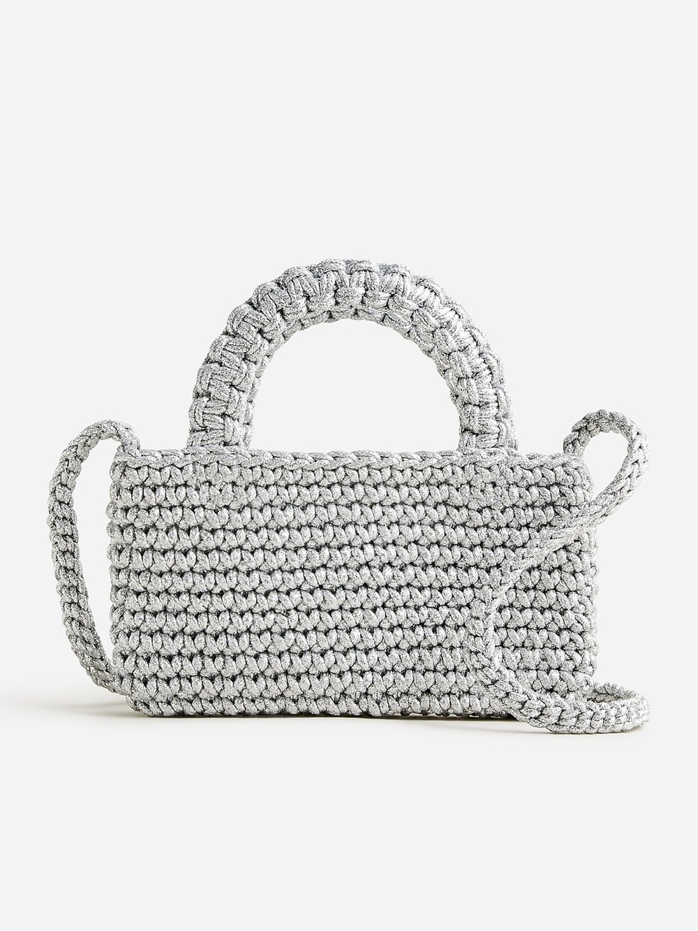 J.Crew Silver Crochet Shoulder Mini Crossbody Bag